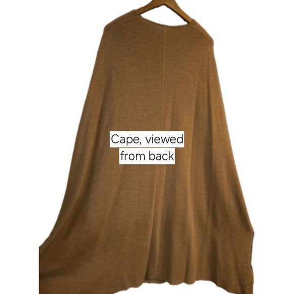 NWT Halston AMAL Dress XS Camel Merino Wool Authentic Designer Maxi Cape Sleeve - Picture 2 of 6